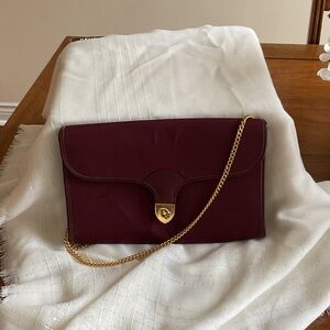 Dior Burgundy Monogram Coated Canvas, Chain Envelope Clutch with Gold Accent